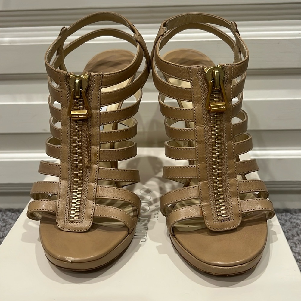 Jimmy Choo 38.5 Glenys Kid Leather heels nude